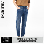 ABLE JEANS【立體修身褲】男士顯瘦長(cháng)褲復古牛仔褲瘦腿褲男 天晴藍 33 /32