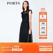 PORTS寶姿商場(chǎng)同款連衣裙 新品女裝優(yōu)雅蕾絲拼接修身連衣裙 黑色 XS (2)