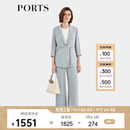 PORTS寶姿女裝2024春夏女裝時尚收腰七分袖抽繩造型西裝夾克 水綠色 XL (10)