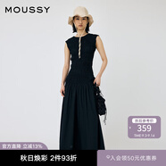 moussy 新品優(yōu)雅氣質重工不規(guī)則褶皺連衣裙010HA233-3831 020黑色 S