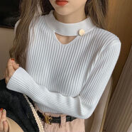 俞兆林（YUZHAOLIN）套頭掛脖針織毛衣女2025秋冬新款設計感小眾打底衫性感上衣女 白色 M 建議95-105斤