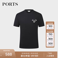 PORTS寶姿男裝夏季牛氣沖天休閑時(shí)尚圓領(lǐng)短袖T恤男MM8N130MCC039 黑色 S