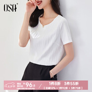 歐莎（OSA）白色圓領(lǐng)短袖t恤女夏季新款薄款正肩體恤百搭上衣潮 白色 L