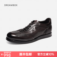 dreambox鈞博重水洗馬皮透氣夏季德訓鞋輕便舒適男士平底休閑板鞋 余暉棕 42