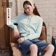 Teenie Weenie小熊女裝毛針織衫2025秋季新款簡約時尚輕薄圓領(lǐng)開衫 B-薄荷色 M