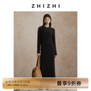 致知ZHIZHI 玉燭新羊毛圈圈紗連衣裙女24秋新寬松直身松弛 黛黑色 M