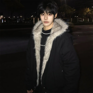 西域傳奇cleanfit座山雕毛領(lǐng)棉服男外套秋冬季2025新款加厚羽絨連帽棉衣服 黑色 XL (115斤-140斤）收藏加購優(yōu)先發(fā)貨