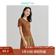 茵曼（INMAN）多色無袖顯瘦吊帶背心T恤夏季簡約休閑百搭圓領(lǐng)上衣 咖啡色-W18424128 M