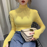 雅鹿韓國螺紋棉面料堆堆領(lǐng)打底衫女秋冬內搭2025洋氣緊身時(shí)尚高領(lǐng)T恤 套手指淺黃色 S 適合95斤以?xún)?
                                         title=