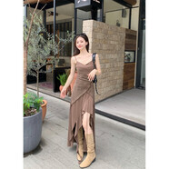 園翌大碼裙裙女春季顯瘦微胖MM美式辣妹子 吊帶 M (建議80~100斤) 大碼