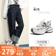 駱駝（CAMEL）銀月戶外復(fù)古老爹鞋厚底休閑鞋 L24A283742A 米/灰 37