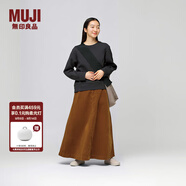 無印良品（MUJI）女式木棉混燈芯絨寬擺輕便長裙長半身裙美拉德女裙子秋冬季 駝色 S (155/62A)
