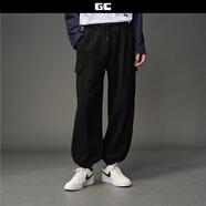 GIORDANO CONCEPTS 2025秋冬新款褲子男內(nèi)抓絨織標(biāo)工裝松緊腰寬松束腳衛(wèi)褲12115054