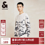 杰克·瓊斯（JACK&JONES）男裝秋季新款字母潮流百搭上衣雪尼爾親膚寬松舒適針織衫男毛衣男 A00 灰白色 2XL 190