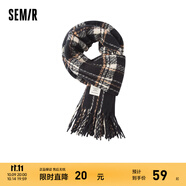 森馬（Semir）圍巾男2024秋冬新款經(jīng)典撞色格紋韓系氛圍感披肩加寬圍脖情侶 黑色90001 均碼