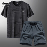 JEEP SPIRITJEEP吉普T恤男士休閑 8902黑色+深灰61621 L