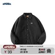 熊貓·本（ben.panda）棉服男潮牌翻領寬松休閑秋冬工裝棉衣多穿情侶外套 黑色（B款） M