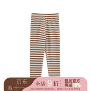 幼悠女童加絨加厚條紋打底褲冬季萌趣可愛防風(fēng)保暖百搭寬松休閑褲 米咖條紋 80cm
