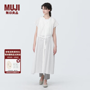無印良品（MUJI）女式 強(qiáng)捻法國袖連衣裙 女裝裙子夏季純棉全棉襯衫連身裙BC2JGC4S 白色 XL(165/92A)