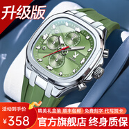 花花公子（PLAYBOY）品牌手表男方形膠帶石英表初高中生學(xué)生手表夜光防水男表送人禮物 抹茶綠/98%選擇升級(jí)版+終身保