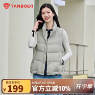 坦博爾羽絨服馬甲女立領(lǐng)寬松外搭短款羽絨背心外套TD236006 江南灰 180