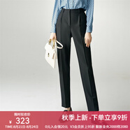 顏域高腰顯瘦通勤西裝褲女秋裝2024新款職業(yè)優(yōu)雅百搭直筒長(cháng)褲子 黑色1 L碼