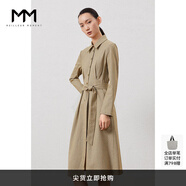 麥檬商場(chǎng)同款MM麥檬冬裝收腰細條紋長(cháng)袖連衣裙女5BA195741 淺棕 S