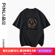 品立（PINLI）短袖T恤男100%純棉夏季新款男裝圓領(lǐng)休閑男士半袖體恤 黑色 L 175