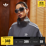 adidas情侶款復(fù)古風(fēng)梭織立領(lǐng)夾克外套男女秋季阿迪達(dá)斯官方三葉草 深灰 2XL