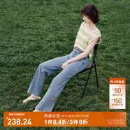 ONLY夏季涼感冰氧酷高腰顯瘦直筒褲牛仔褲女|124232025 J33 350水洗牛仔藍 S (160) 64A（卡碼拍大）