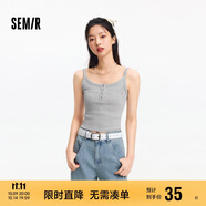 森馬（Semir）背心女短款顯瘦小個(gè)子夏季2025簡(jiǎn)約風(fēng)亨利領(lǐng)緊身吊帶109325102003
