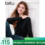 百圖betu女裝2025春季新款毛衣翻領(lǐng)修身彈力舒適套頭毛衫女2501T03 黑色 S
