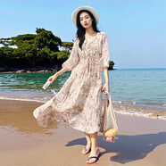 歐偲麥裙子女士高檔連衣裙新品女裝秋季2025年新款長裙海邊沙灘裙 5571 圖片色 M (建議80-120斤）