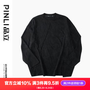 品立（PINLI）T恤男長袖秋季新款男裝潮牌提花寬松男士休閑上衣 黑色 L 175