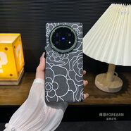 FOREARNvivo XFold5手機(jī)殼vivoxfold5折疊屏保護(hù)套山茶花中軸超薄后殼外全包防摔男女新款磨砂高級感簡約 vivo XFold5浮雕山茶花中軸后殼磁吸丨黑色