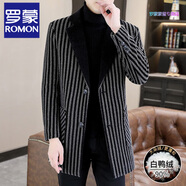 羅蒙（ROMON）毛呢大衣男中長款秋冬季羽絨內(nèi)膽加厚金貂絨呢子外套男士風(fēng)衣 5569咖色 XL 125-140斤