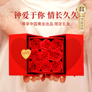 珍尚銀【中國黃金授權(quán)】久伴鐘愛玫瑰花禮盒送女朋友老婆媽媽潮流包裝盒