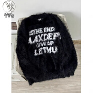 詩(shī)蒂淑美式復古情侶毛衣女2025秋冬季寬松字母小眾慵懶風(fēng)圓領(lǐng)針織衫 黑色 XL (建議115-125斤以?xún)?穿