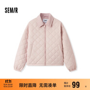 森馬（Semir）棉服女燈芯絨翻領菱形格復古2024冬三防寬松輕薄棉衣109724112007