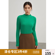 獨(dú)束大碼女裝3色可選半高領(lǐng)羊毛針織衫女秋冬新款微胖mm顯瘦上衣女 綠色 XL