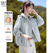 她享加棉休閑外套女短款小個(gè)子工裝風(fēng)上衣加厚夾克外套女 T54D091