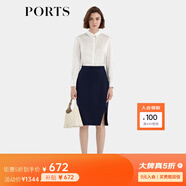 PORTS 寶姿秋冬新品女裝長(cháng)袖襯衫ALM9B016NPP064 白色混色 S (4)