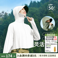 蕉下防曬服女冰薄披肩防曬衣冰絲防曬服超薄外套夏跑步女防紫外線透氣 霜奶白【黑膠涼款】 S