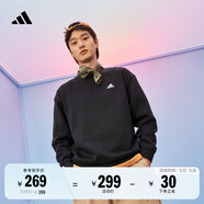 adidas情侶款寬松抓絨圓領(lǐng)長(zhǎng)袖衛(wèi)衣套頭衫男女秋季阿迪達(dá)斯輕運(yùn)動(dòng)   黑色/白   L