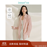 茵曼章若楠同款防曬苧麻棉女裝襯衫2025夏季新品襯衣上衣 淺粉色 XL