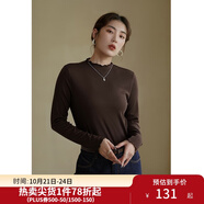 獨束大碼女裝【發(fā)熱防靜電】百搭打底衫女顯瘦秋冬新款胖mm針織衫 棕咖色 2XL