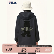 FILA斐樂(lè )官方女裝外套秋季上衣多彩潮流加絨保暖開(kāi)衫連帽小熊外套 正黑色-F51W138599FBK(加絨) 180/96A/XXL