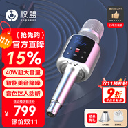 權盟K歌麥克風 話筒音響一體自帶聲卡麥克風家庭ktv音響套裝 無線家用戶外唱歌直播錄歌卡拉OK 【性價比推薦】標準版無U段     40W超大音量