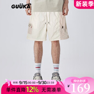 古由卡（GUUKA）潮牌外穿短褲子男士寬松籃球褲2025新款夏季中褲薄款休閑風(fēng)五分褲 米白色 D60284 M