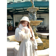 南啵丸安妮不火 氣質(zhì)收腰斗篷呢子連衣裙女微胖大碼毛呢千金大擺裙 圍巾_均碼 2XL